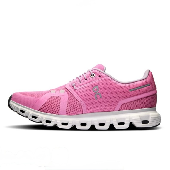 On Cloud 6 Women's Athletic Shoes - Raspberry and White - Picture 2 of 6